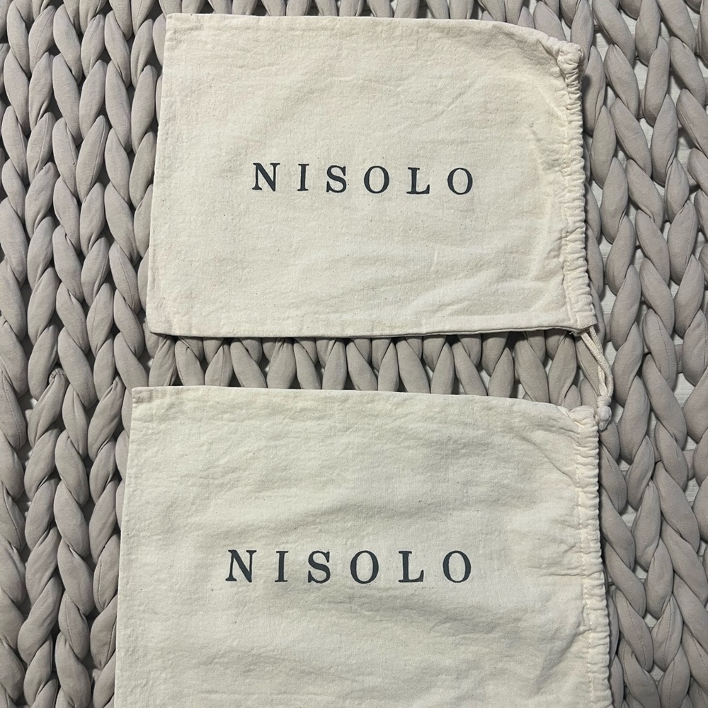 Nisolo Cream Canvas Bags with Black Logo